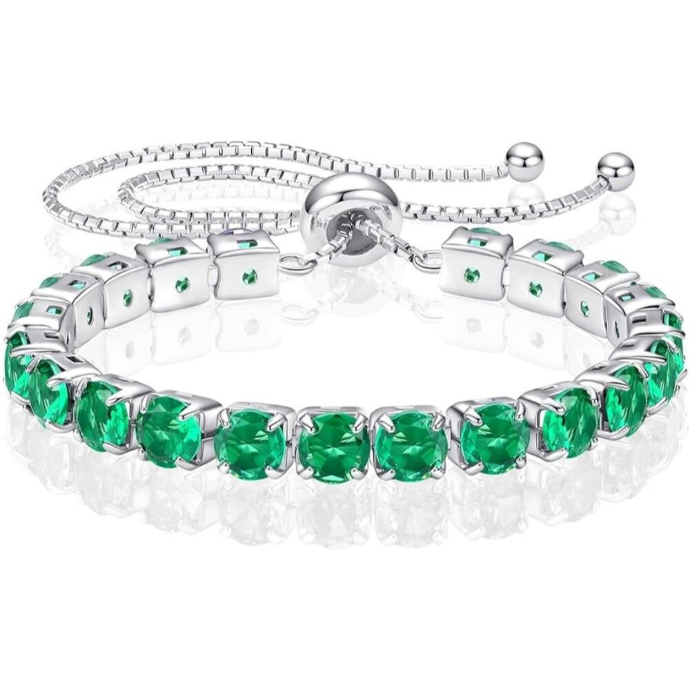 Birthstone Bracelet Sterling Silver Gold Plated - 05-Emerald